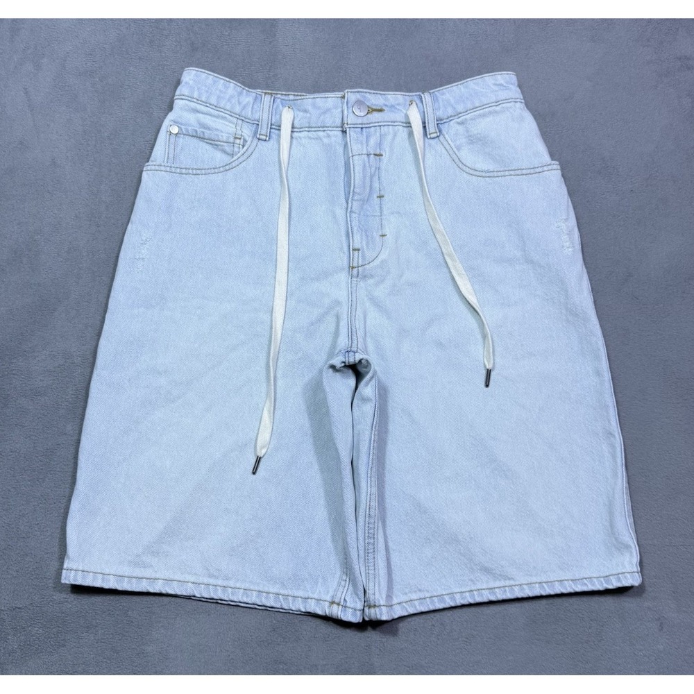 Pilcro Anthropologie Denim Shorts Womens 27 Light Wash High Rise Drawstring Mom